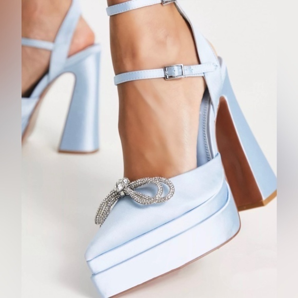 ASOS‎ DESIGN PARTON EMBELLISHED BOW PLATFORM HEELS